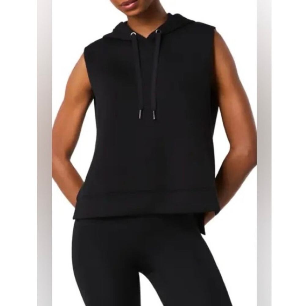 NWOT SPANX Air Essentials Sleeveless Hoodie in Black SZ XS